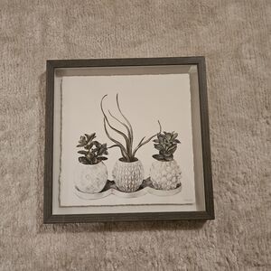 Framed Botanical Wall Art in Gray and White